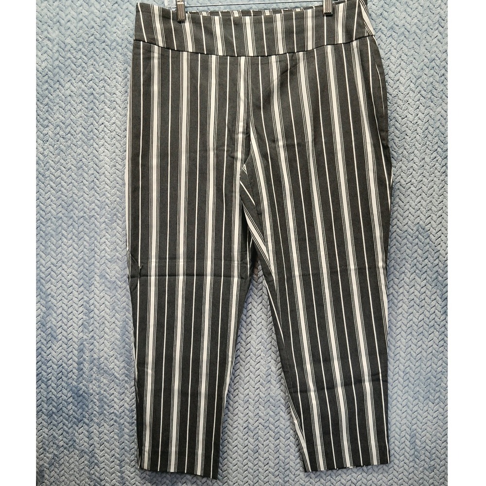 EST. 1946 Womens Gray White Striped Pull On Tapered Ankle Pants Size 16 Career